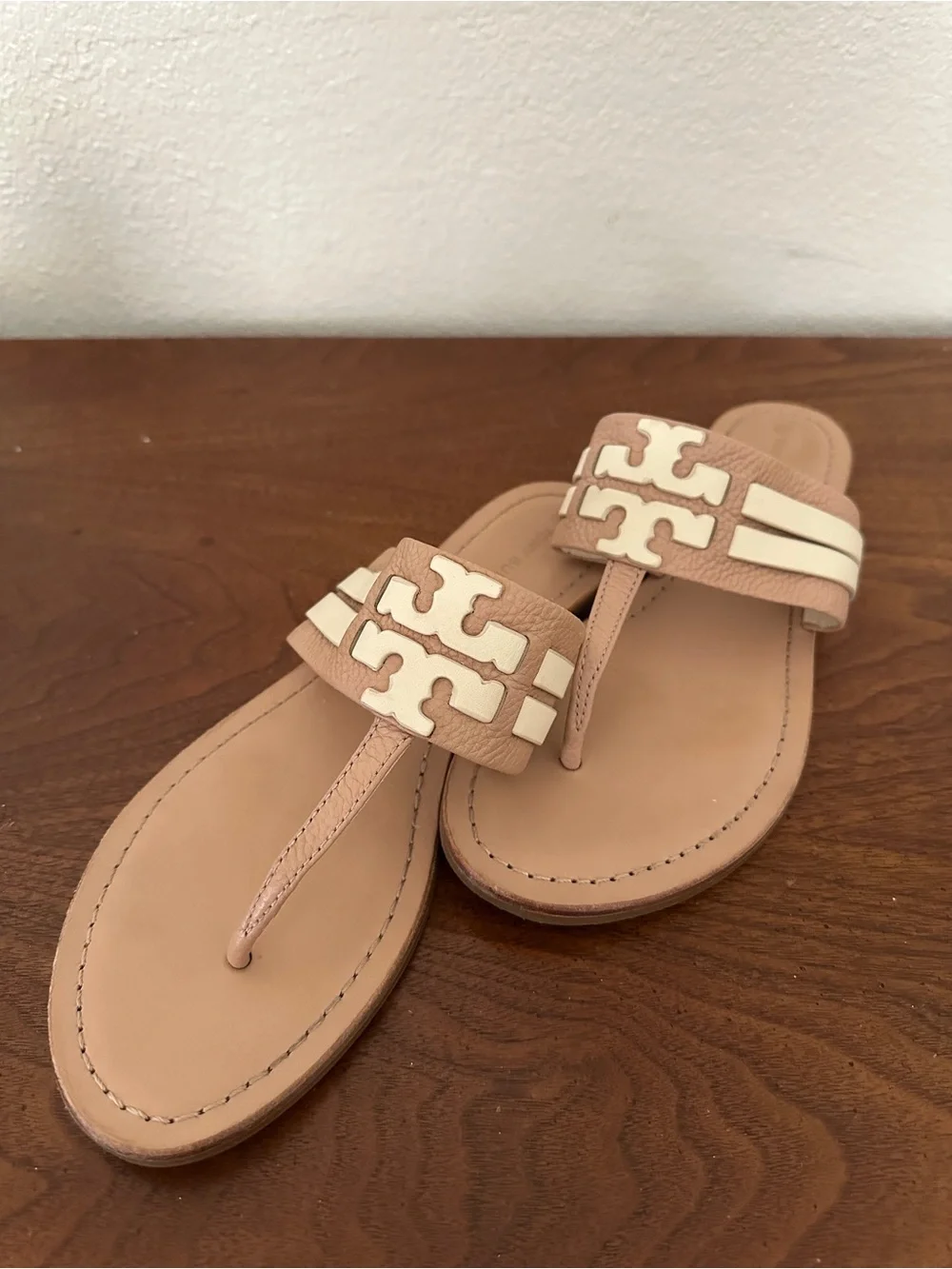 Tory Burch Miller Soft Leather Sandals Tan Ivory Size 10.5M